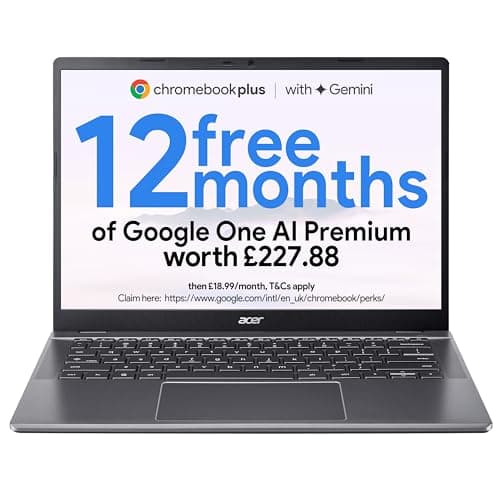 Image of acer Chromebook Plus 514 CB514-5H Laptop - Intel Core i3-1315U, 8GB, 256GB SSD, Integrated Graphics, 14" WUXGA, Chrome OS, Iron