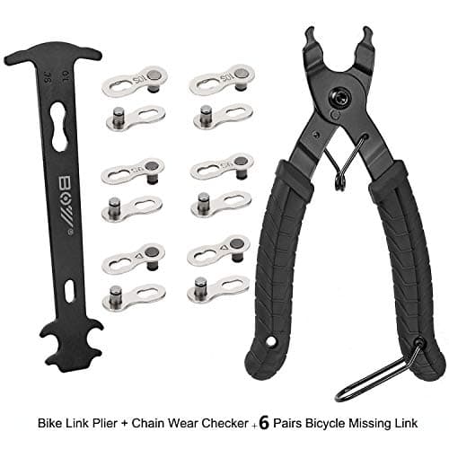 Image of QKURT Bike Chain Tool Set + Chain Wear Gauge + 6 Pairs Bicycle Missing Link, Chain Plier Quick Link Plier for 6/7/8/9/10 Speed Chains Repair | Professional Bicycle Chain Tool Kit