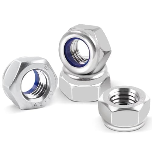 Image of 20Pcs M8 Nuts Nylock, Leryati Lock Nuts M8 Stainless Steel Hex A2 V2A Self Locking Nut, DIN985 Nylon Insert Kits Thread Nut Nyloc Hexagon nutstones