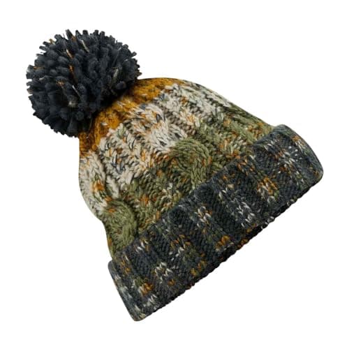 Image of Beechfield Unisex Adults Corkscrew Knitted Pom Pom Beanie Hat (One Size) (Autumn Moss)