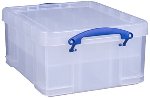 Image of Really Useful Box Plastic Storage 21 Litre with 2 Trays 6 + 12 Compartments Clear
