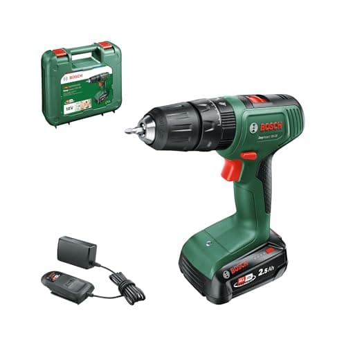 Image of Bosch EasyImpact 18V-38 Cordless Combi Drill (1 × 2.5 Ah Battery, 18V System, Carrying Case), Green