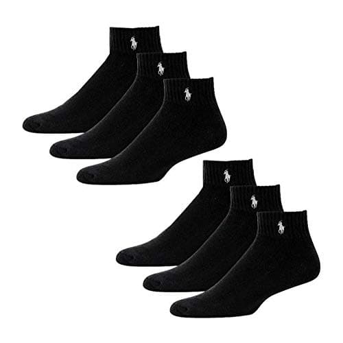 Image of Ralph Lauren Polo Classic Sport 6 Pack half Cushioned sole Men's Socks - black - Large