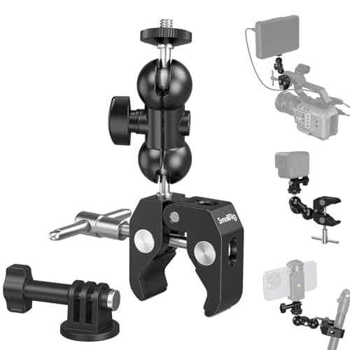 Image of SMALLRIG Upgrade Camera Mount Clamp, Double Ball Head Magic Arm with Clamp, Super Clamp with Non-slip Threads, Load Capacity 1.5kg for Gopro, Webcam, Camera, Monitor and Light -1138B