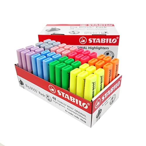 Image of STABILO BOSS ORIGINAL - Highlighter - Pack of 48 - with 4 Neon Colours and 4 Pastel Colours