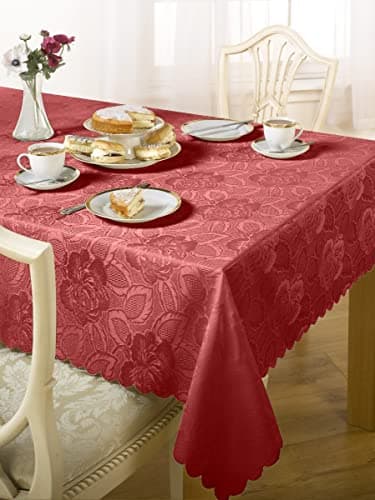 Image of Damask Rose Table Cloth Oblong 60x84" Wine