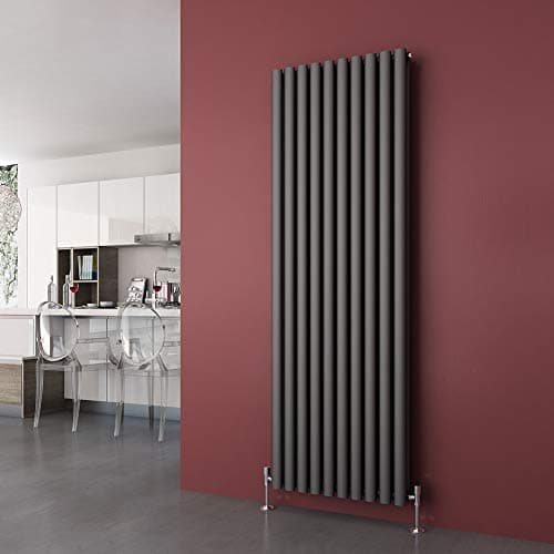 Image of ELEGANT 1800 x 590 mm Vertical Column Designer Radiator Double Oval Panel Anthracite Central Heating Radiators