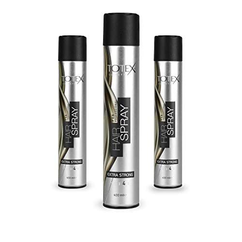 Image of Totex Extra Strong Hair Spray Silver Shine 400ml Pack of 3 – Professional Aerosol Styling Spray with Long Lasting Hold, Humidity Resistant, Glossy Finish, For Hairdressers, Salons, Barbers & Home Use