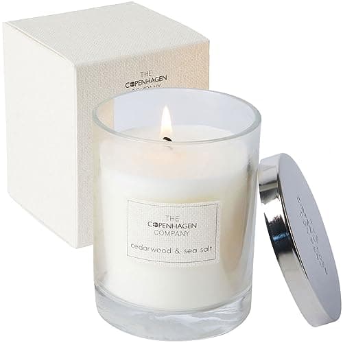 Image of Luxury Scented Candles Gifts for Women | Natural Wax Blend | 45 Hours Burn Time | The Copenhagen Company - Cedarwood & Seasalt (7oz)
