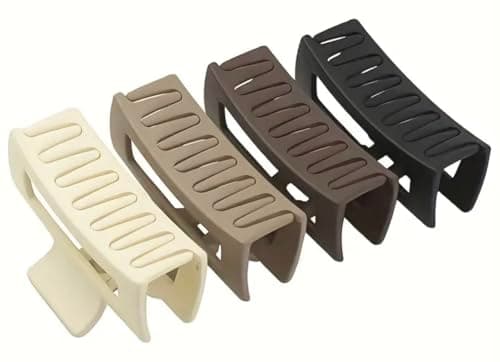 Image of Hair Claw Clips for Women & Girls - 4 Pack – Matte Design - Strong Hold Non-Slip Hair Clips for Thick Long Hair, 8.5cm Styling Claw Clips for Daily, Work & Travel Wear (Biege, Brown, Black, White)