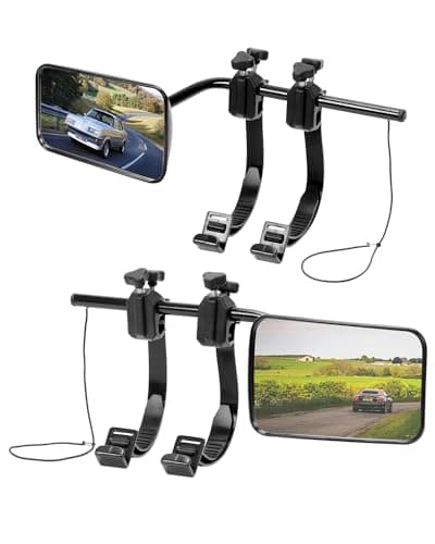 Image of SUPAREE Convex Caravan Towing Mirrors,Caravan Mirrors for Cars Universal Towing Mirror Extensions with Clamps & Rubber Straps Safe for Motorhome Touring Pair