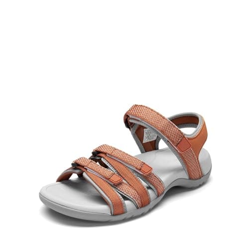 Image of DREAM PAIRS Womens Comfortable Hiking Walking Sandal with Adjustable Hook and Loop Strap, Sports, Travel,Summer Beach Outdoor Light Weight Water Shoes,Size 9,Orange,SDSA2403W