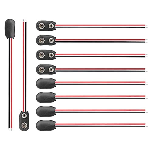 Image of 9v Battery Clip Connector Plastic Battery Snap I type Cable Lead PP3 with 150 mm Flying Leads, 10pcs (Soft)
