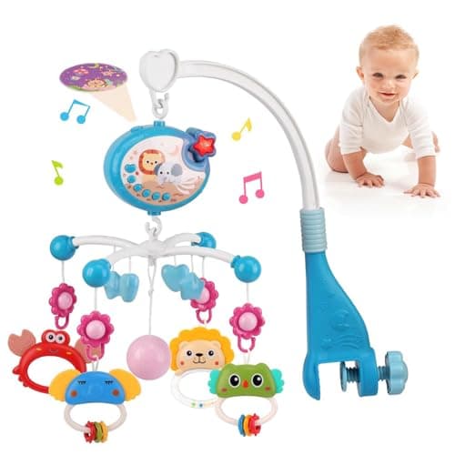 Image of Cot Mobile for Baby, Crib Mobile with Music and Projection, Hanging Mobiles for Crib with Timing Function, 360° Rotating Nursery Cot Baby Bed Rattle Toy for Boys Girls, Gift for Newborn 0-12 Months