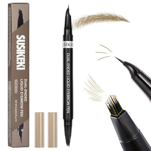 Image of Dual-Ended Microblading Eyebrow Pencil for Women, 2 in 1 Liquid Eyebrow Pencil with Curved Tip and 4D Brow-Fection Microblading Pen, Shaped Fill HairLike Waterproof Eyebrows (01 New Light Brown)