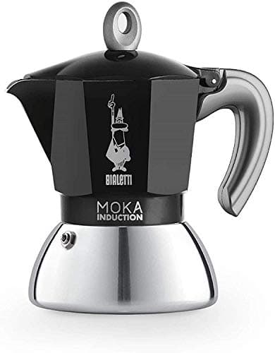 Image of Bialetti New Moka Induction Coffee Maker Pot, 6 Cups, 280 ml, Aluminium, Black, Compatible with Induction pan and Gas stove: Italian Made