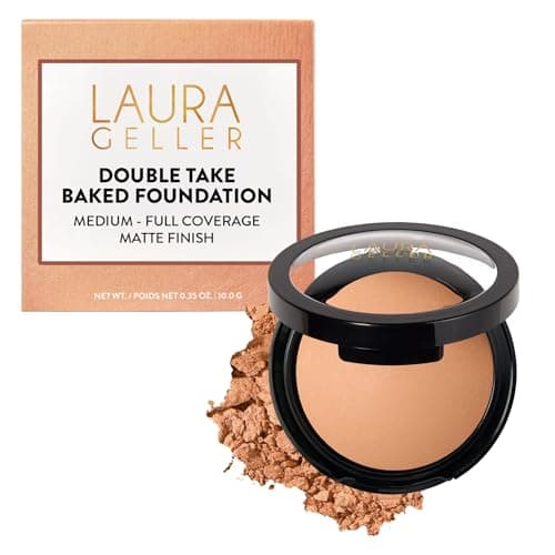 Image of LAURA GELLER NEW YORK Baked Double Take Powder Foundation - Medium - Buildable Medium to Full Coverage - Matte Finish