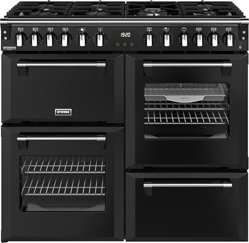 Image of Stoves Richmond Deluxe 100cm Dual Fuel Range Cooker - Black - A/A/A Rated