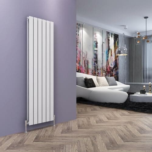 Image of ELEGANT 1600 x 452 mm White Vertical Column Radiator Double Flat Panel Designer Bathroom Radiator