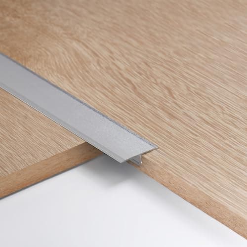 Image of 3pcs 2cm Aluminum T Molding Floor Transition Strip Metal Flat Divider Strip for Joining Floor Gaps Laminate Profile Flooring Edge Trim Cover Strips,0.9m Silver