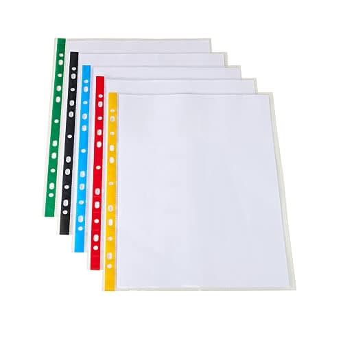 Image of SUMMIT 100 Multi-Colour Punched Poly Pockets A4, Extra Durable Plastic Wallets, 50 Micron