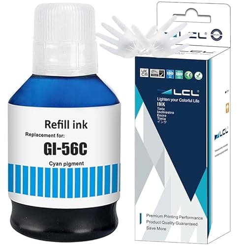 Image of LCL Compatible Ink Bottle GI56 GI-56 C GI-56C (1PK Cyan 135ml) Replacement for Canon MAXIFY GX7050 GX6050 GX5050 GX4050 GX3050 Printers
