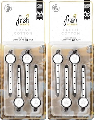 Image of FRSH Scents FR8937 Fresh Cotton x4 Vent Clip Air Freshener - Lifespan of Upto 60 Days - Ideal for Any Sized Car Vent (Pack of 2)
