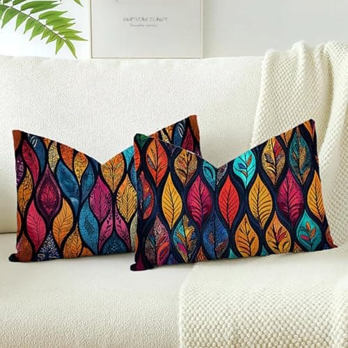 Image of Xlccaioo Set of 2 Multicolor Soft Velvet Cushion Covers, 70x40cm Double Sided Decorative Cushion Cover, Sofa Pillow Cover with Invisible Zipper Throw Pillow Covers for Home Decor Sofa Room XC-8314