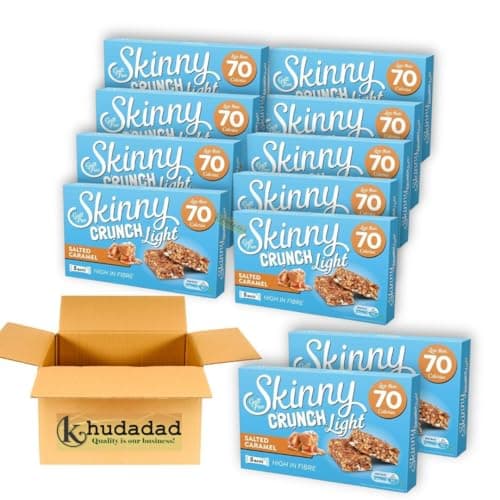 Image of Light Salted Caramel Bars 95g – Less Than 70 Calories – High Fibre – Guilt-Free Snack – Vegetarian (10x Skinny Crunch Salted Caramel Bar 95g, Skinny Crunch)