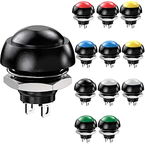 Image of Gebildet 12pcs 12mm Waterproof Momentary Push Button, SPST ON-OFF AC 3V-5V-9V-12V-24V-230V/3A, Mini Round Push Button for Car Trumpet, PC, Table Lamp, Doorbell