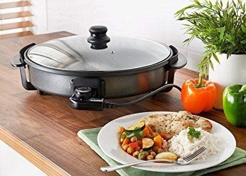 Image of TRENDI Large 40 CM Multi Function Electric Cooker 1500 W Versatile - Tempered Glass LID,Thermostatic Control, Non-Stick Surface & Detachable Power Cable For Easy Serving