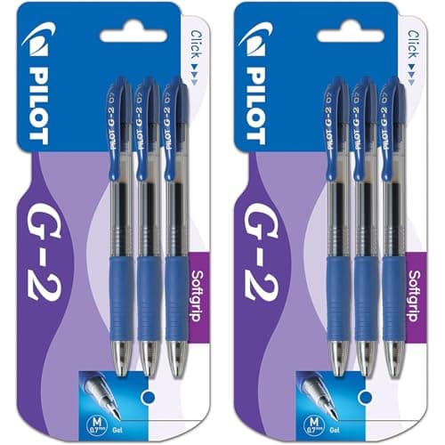Image of PILOT G207 Retractable Gel Rollerball Pen | 0.7mm Medium Nib/Tips | Blue Ink | Pack of 6 Pens