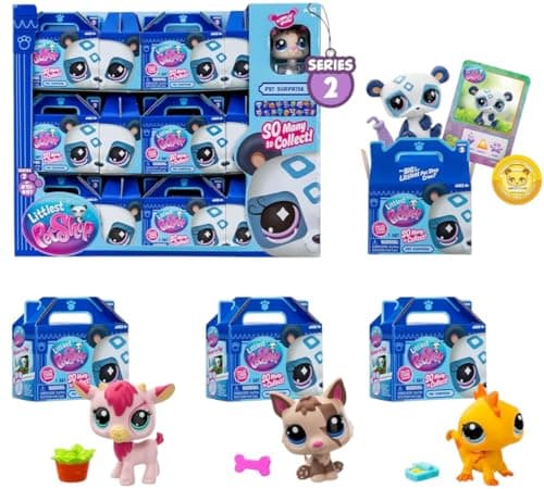 Image of Littlest Pet Shop FULL SET OF 18 Pet Surprise Single Boxes Series 2| Each Pet Surprise Mystery Box Contains 1 LPS Mini Pet Toy 1 Accessory 1 Collector Card And 1 Virtual Code | Collectable Toys