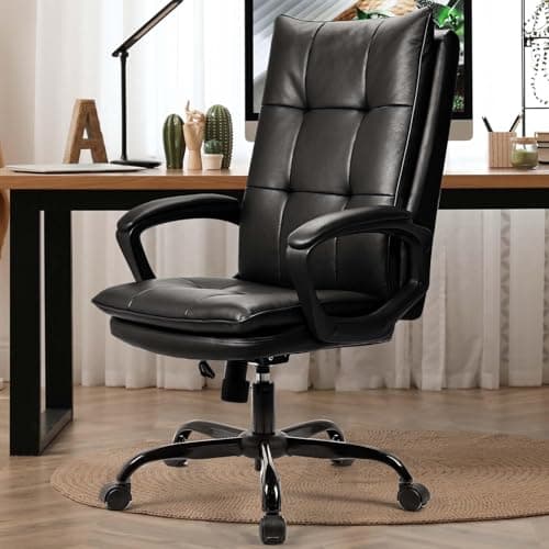 Image of BASETBL Office Chairs for Home, Recline Extra Padded Comfy Desk Chair, Ergonomic Executive Computer Chair, Skin-friendly PU Leather Waterproof and Stain-Resistant Work Widen and Enlarge (Black)