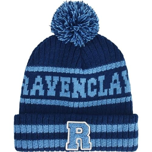 Image of Concept One Harry Potter Beanie Hat, Hogwarts Collegiate Winter Knit Cap with Cuff and Pom, Ravenclaw, One Size