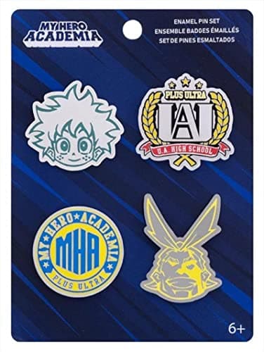 Image of Loungefly FUNKO 4 Pack PIN SET: MHA - U.A. High School - UA HIGH - My Hero Academia Enamel Pins - Cute Collectable Novelty Brooch - for Backpacks & Bags - Gift Idea - Official Merchandise