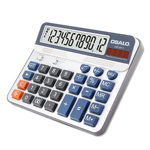 Image of OSALO Calculator Extra Large Display Accounting Big Button 12 Digits Desktop Solar Calculator (OS-6815)