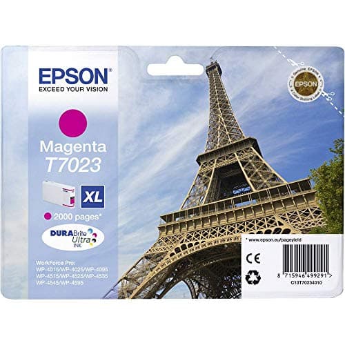 Image of Epson T7023 Eiffel Magenta Genuine, XL High Yield Ink Cartridge DuraBrite Ultra