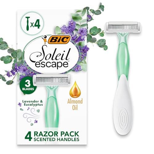 Image of BIC Soleil Escape 3 Blade Womens Disposable Razor Pack of 4 with Lavender and Eucalyptus Scented Moisturizing Strip