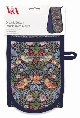 Image of Museums & Galleries Double Oven Gloves William Morris Strawberry Thief - Luxury Organic Cotton, OGL028