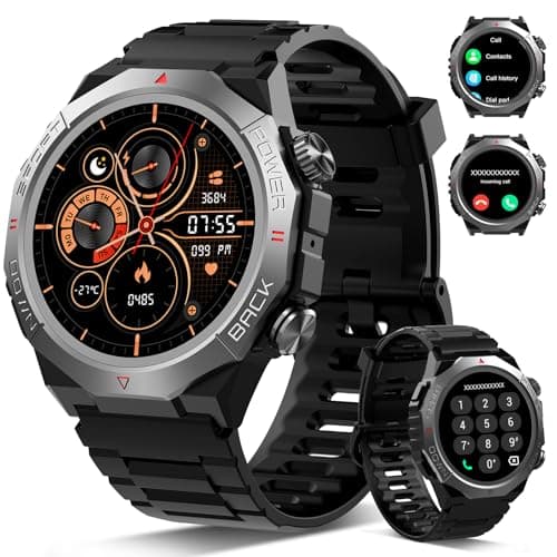 Image of Military Smart Watch for Men Answer/Make Calls, 1.39" HD Fitness Watch with Heart Rate/SpO2/Sleep Monitor, 100+ Sports Modes Activity Trackers, IP68 Waterproof Outdoor Smartwatch for iOS Android
