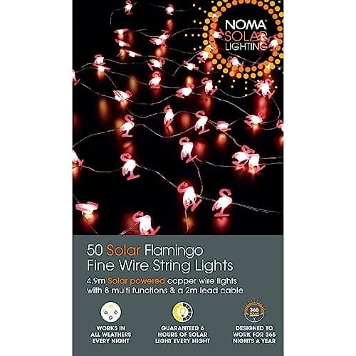Image of Noma Solar Flamingo Fine Wire String Lights, 50 LED's, 4.9 m