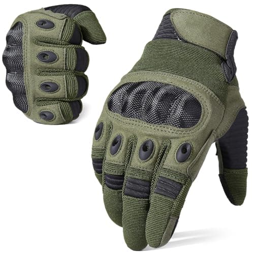 Image of WTACTFUL Motorcycle Gloves - Touch Screen Full Finger Gloves for Cycling, ATV, Bike, Motorbike, Hunting, Hiking, Climbing, Camping, Riding, Driving, Work, Outdoor Sports - Green, Size Medium