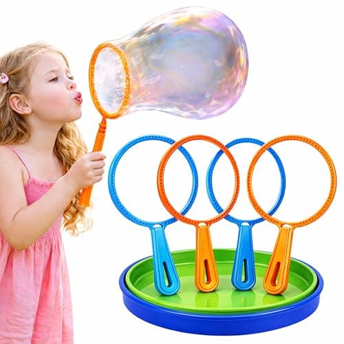 Image of Bubble Wands for Kids, 6 Pack Giant Bubbles Wand Set, Large Bubble Wands Kit to Create Big Bubble for Kids (Bubbles Solution Not Included) Outdoor Garden Toys for Children, Summer Party Games