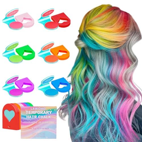 Image of Temporary Hair Chalk for Girls 6 Color,Glow in UV Light Neon Hair Chalk Washable Blacklight Reactive Hair Dye Color UV Makeup for Halloween Cosplay,Christmas Birthday Gift for Girls Age 5-12 Years Old