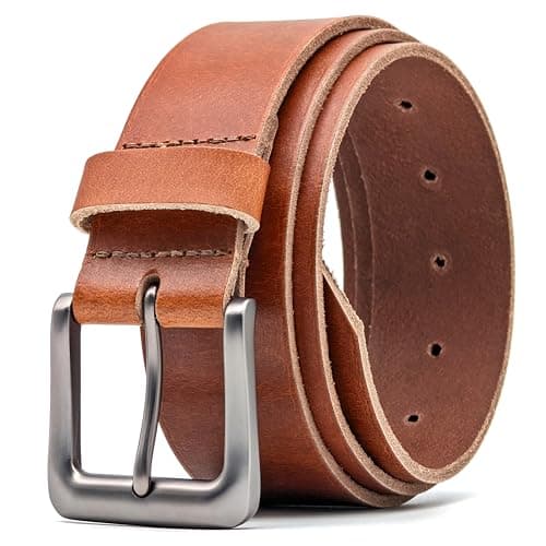 Image of Ashford Ridge Men’s Full Grain Leather Belt - Heavy Duty 1.5” Casual & Work Leather Jeans Belt with Matte Metal Buckle - Made in England - Tan Medium