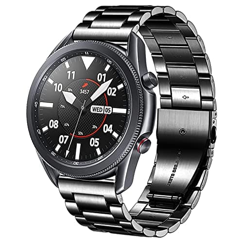 Image of DEALELE Strap Compatible with Samsung Galaxy Watch 46mm / Galaxy 3 45mm, 22mm Stainless Steel Metal Replacement Bands for Huawei Watch GT5 / GT5 Pro / 4/4 Pro / GT4 / 3/3 Pro / GT3 46mm, Black