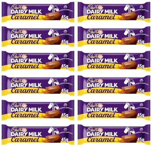 Image of New Cad Dairy Milk Wholnut, Fruit & Nut, Caramel, Double Decker, Crunchie, Jelly Pop Candy Bar Perfect For Sharing and Gifting for Easter, Christmas and New Year (Pack Of 12, Caramel Bar)