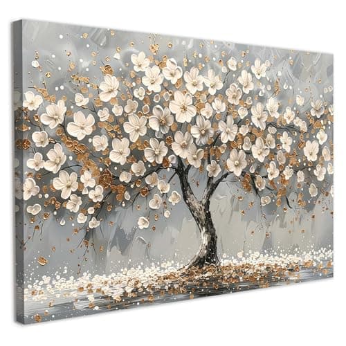 Image of Canvas Wall Art 12x16 inches Framed Tree Painting Modern Wall Decoration for Living Room Bedroom Artwork Wall Pictures Stylish Wall Canvas Pictures for Home Wall Art with Hooks and Magic Tape