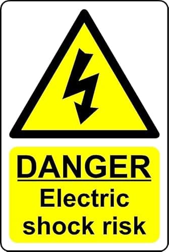 Image of Danger Electric Shock Risk Safety Sign - Self Adhesive Sticker (300mm x 200mm)
